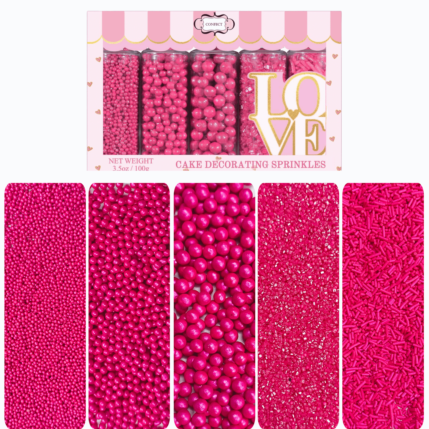 Confect Sprinkles for Cakes & Cupcakes Decoration | USP-15(Crimson Pink)