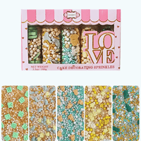 Confect Baby Shower Sprinkles | Mix Gold, Silver, Mint Green & Pearl Dragees Pack of 5 (BABY SHOWER -01)