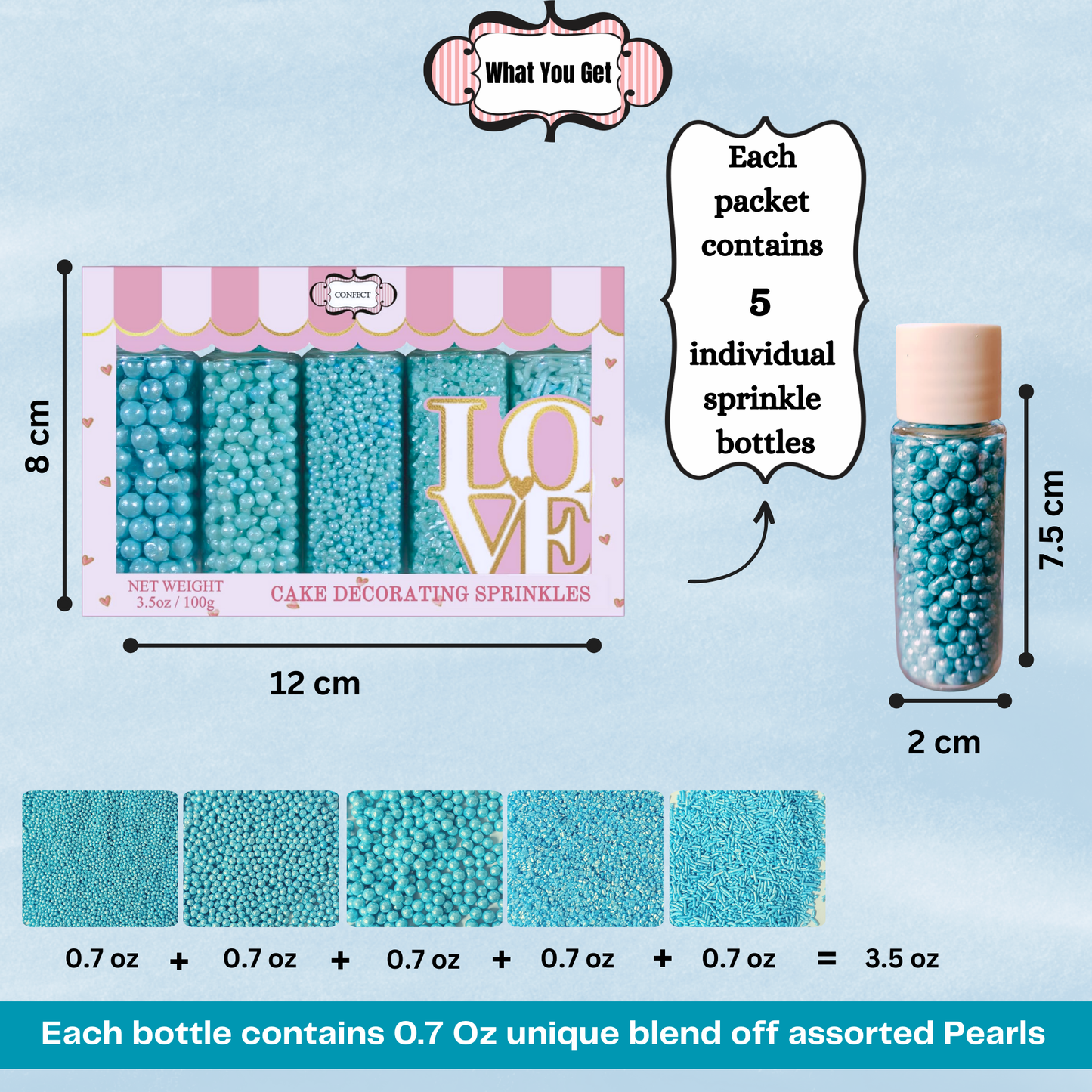 Confect Sprinkles for Cakes & Cupcakes Decoration | USP-7(Baby Blue)