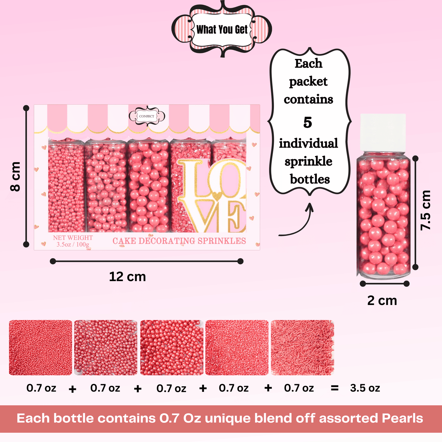 Confect Sprinkles for Cakes & Cupcakes Decoration | USP-5(Rose Pink)