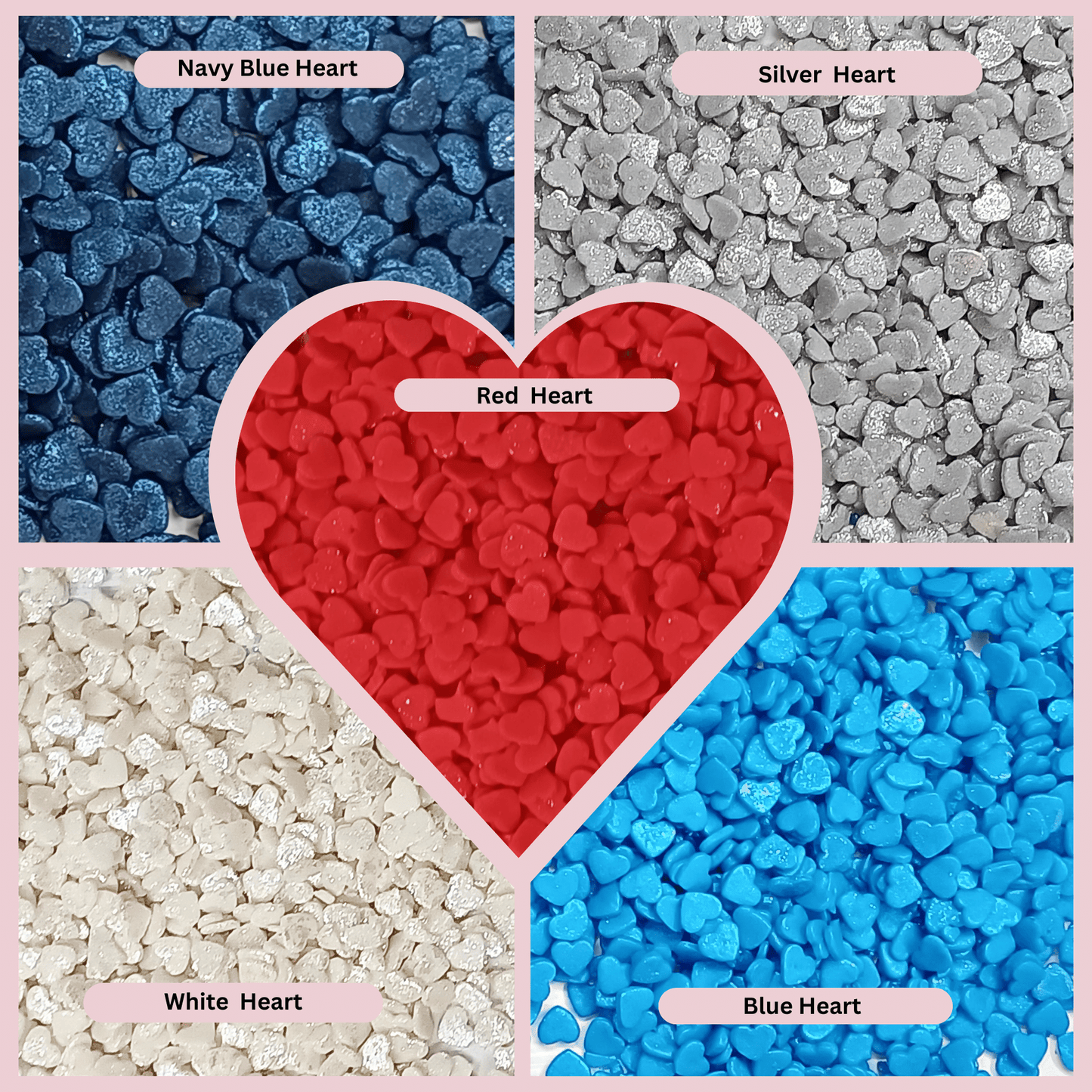 Confect Edible Patriotic Sprinkles | Heart Sprinkles | Captain's Colors Sprinkles Pack of 5 (J4-06)