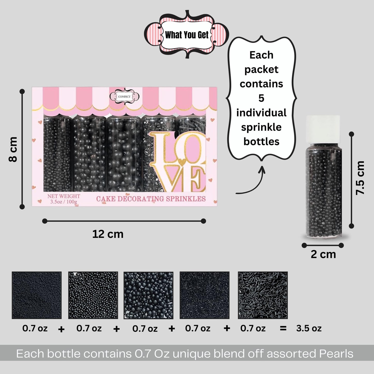 Confect Sprinkles for Cakes & Cupcakes Decoration | USP-11(Black)