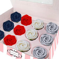 Confect Edible Patriotic Rose Cake Toppers For Cupcakes & Cakes Pack of 12