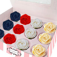 Confect Edible Patriotic Rose Cake Toppers For Cupcakes & Cakes Pack of 12