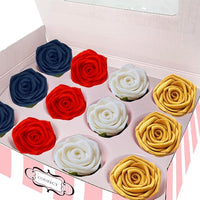 Confect Edible Patriotic Rose Cake Toppers For Cupcakes & Cakes Pack of 12