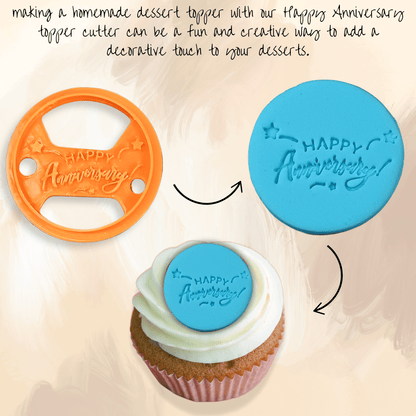 Confect Toppers Cutters | Congratulations Topper Cutter | Cake & Cupcake Decorating Supplies (Happy Anniversary)