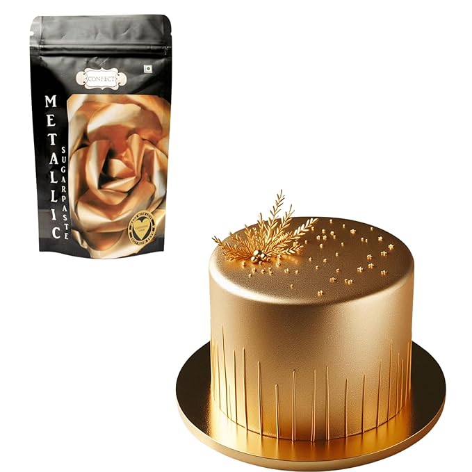 Confect Glistening Gold Fondant | Edible Fondant | Chefs Choice Fondant for Cake Decorating