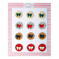 Confect Assorted Christmas Red,Gold, Silver and white round embossed with bow Medallions