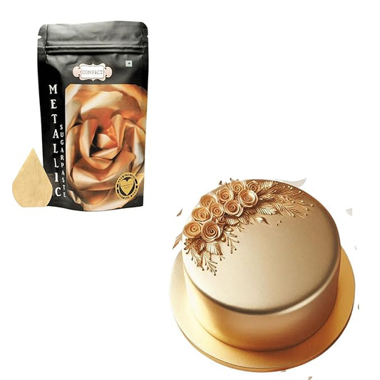 Confect Metallic Champagne Gold Fondant | Edible Fondant | Chefs Choice Fondant for Cake Decorating