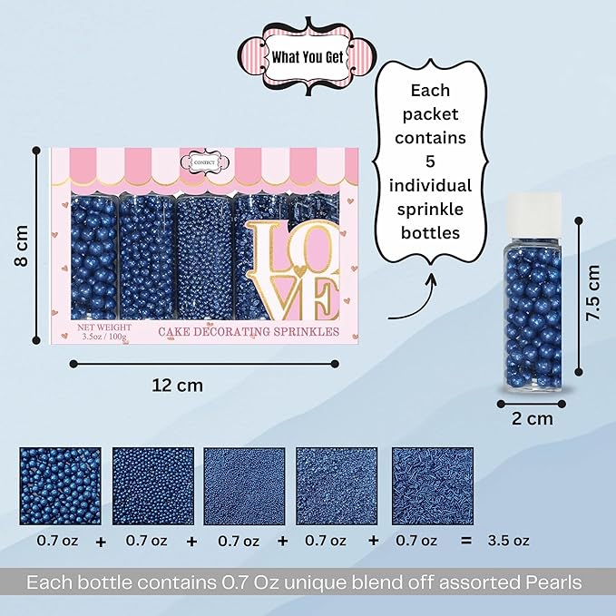 Confect Sprinkles for Cakes & Cupcakes Decoration | USP-9(Navy Blue)