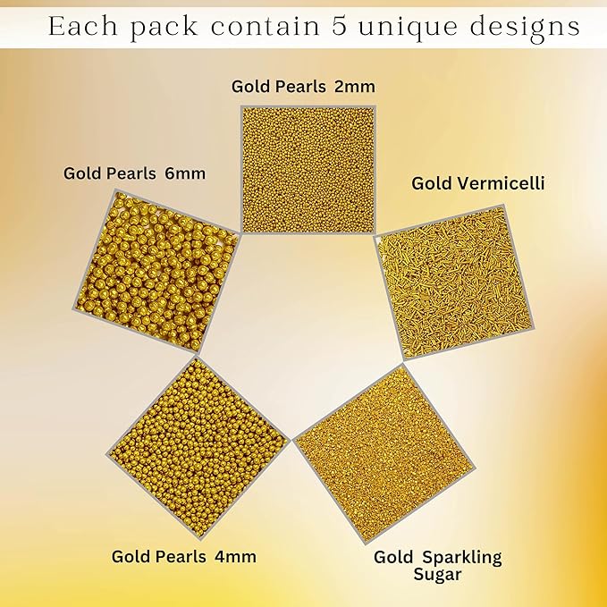 Confect Sprinkles for Cakes & Cupcakes Decoration | USP-18(Gold)