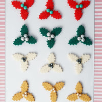 Confect Christmas Toppers | Holly mistletoe Mix - Green White Gold Red Pack of 12