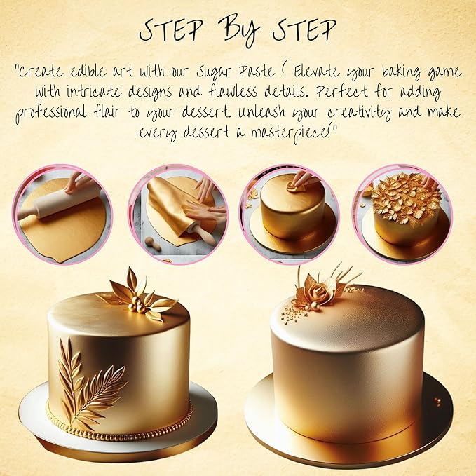 Confect Glistening Gold Fondant | Edible Fondant | Chefs Choice Fondant for Cake Decorating