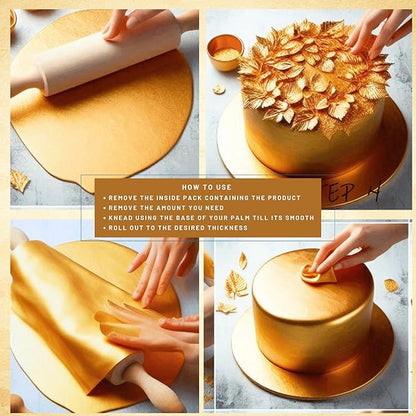 Confect Glistening Gold Fondant | Edible Fondant | Chefs Choice Fondant for Cake Decorating