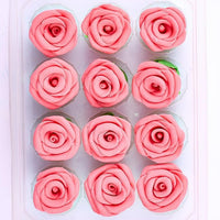 Confect Edible Rose Topper | Edible Rose for cake decorations | Edible French Rose Pink Roses - Pack of 12