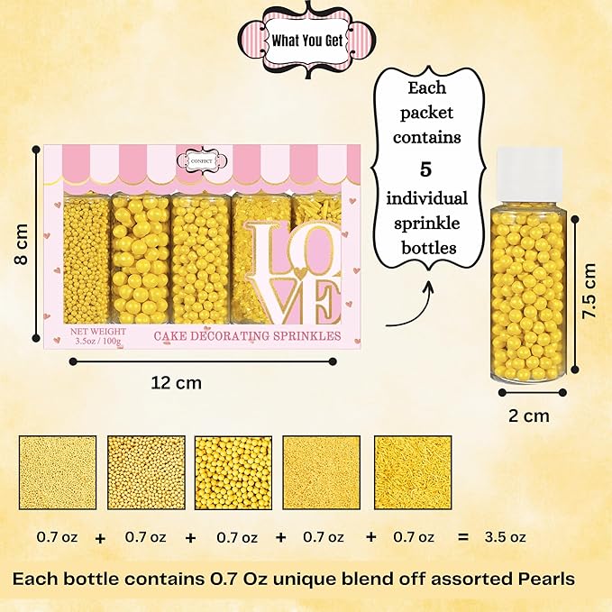 Confect Sprinkles for Cakes & Cupcakes Decoration | USP-14(Yellow)