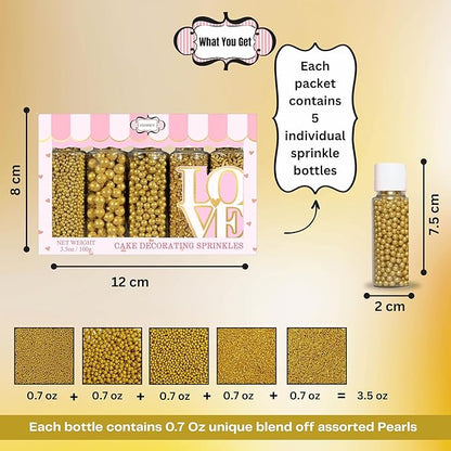 Confect Sprinkles for Cakes & Cupcakes Decoration | USP-18(Gold)