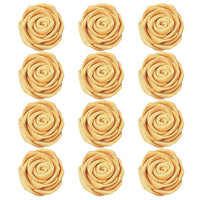 Confect Metallic Edible Champagne Gold Roses | Edible Metallic Sugar Flowers for Cake Decorating Pack Of 12