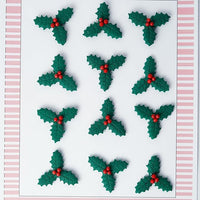 Confect Christmas Topper | Tree Green & Red Holly Mistletoe Toppers Pack of 12