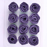 Confect Edible Rose Topper | Edible Rose for cake decorations | Edible True Purple Rose - Pack of 12