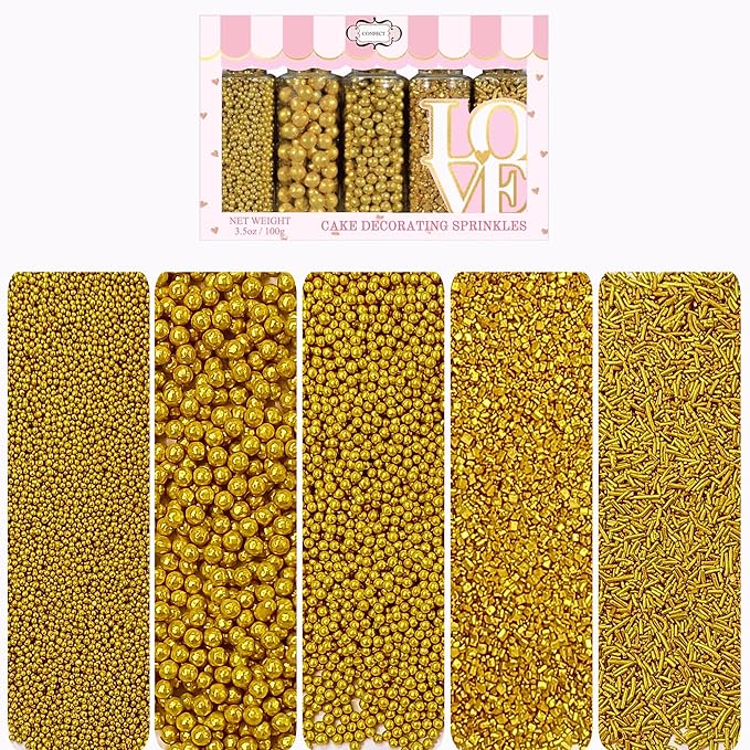 Confect Sprinkles for Cakes & Cupcakes Decoration | USP-18(Gold)