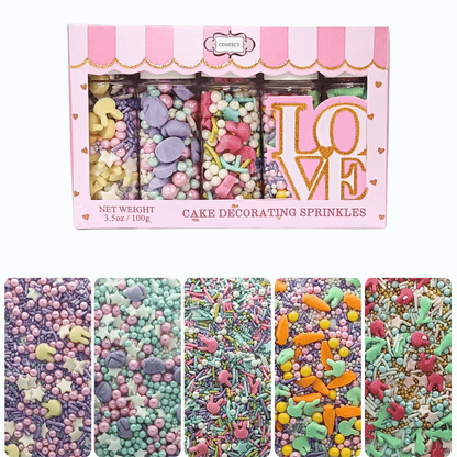 Confect Edible Sprinkles | Mix Red, Pink, Green & Yellow Pearls Pack of 5 (EAST 1) - 100Gms