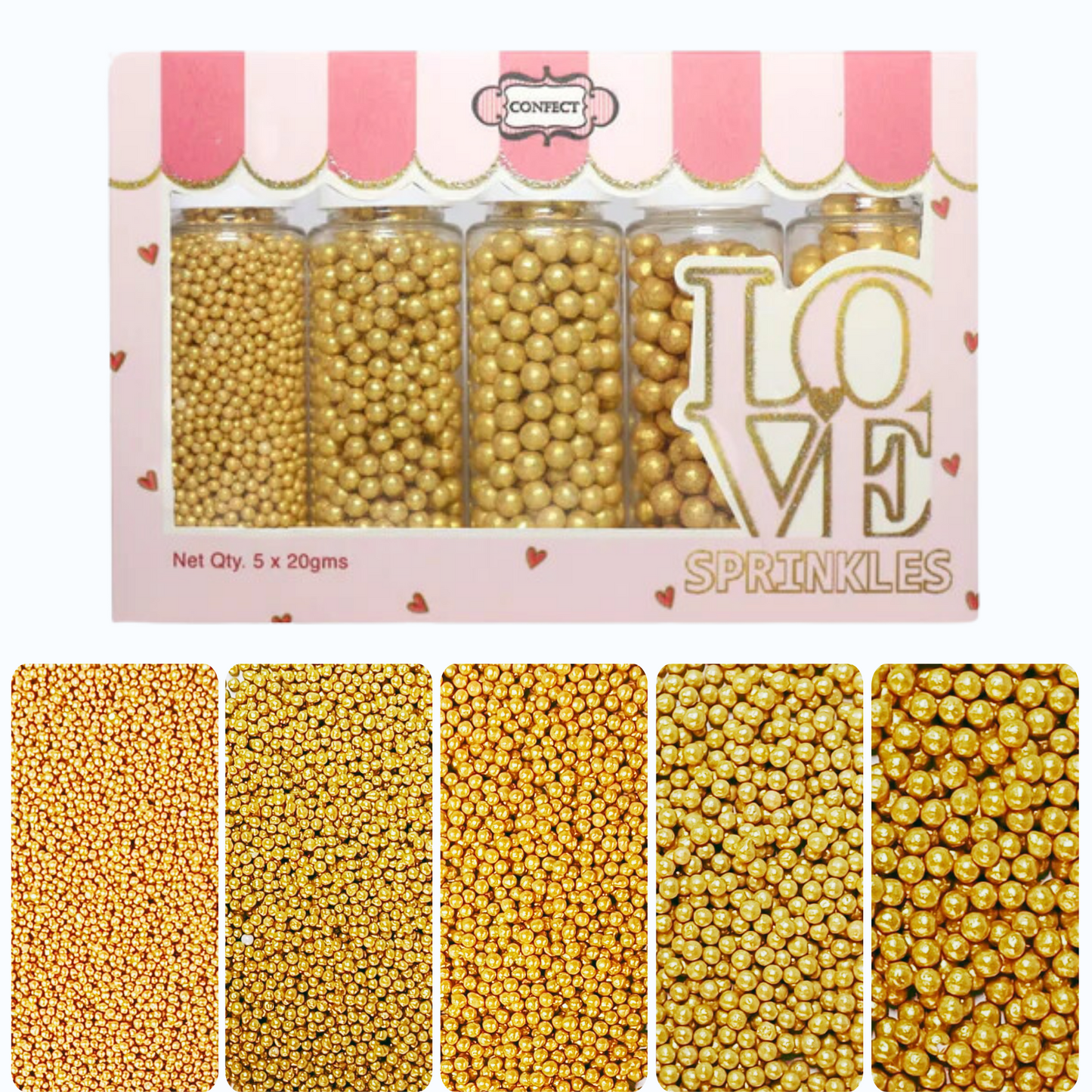 Confect All That Glitters Gold Disco Balls Assorted Sprinkles (DB-12) - 100Gms