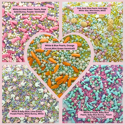 Confect Spring Sprinkles Edible | Vermecelli, Pearls & Stars Sprinkles Pack of 5 (EAST 4) - 100Gms