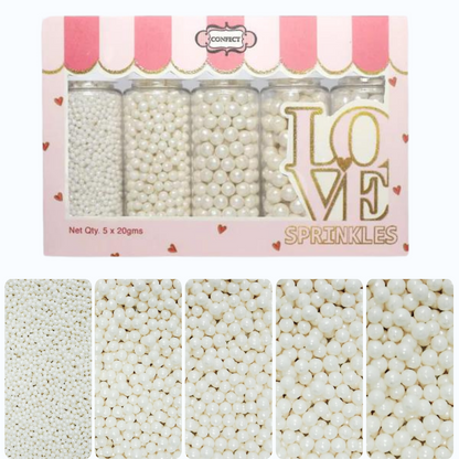 Confect White Princess Disco Balls Assorted Sprinkles ( DB-13 ) - 100Gms