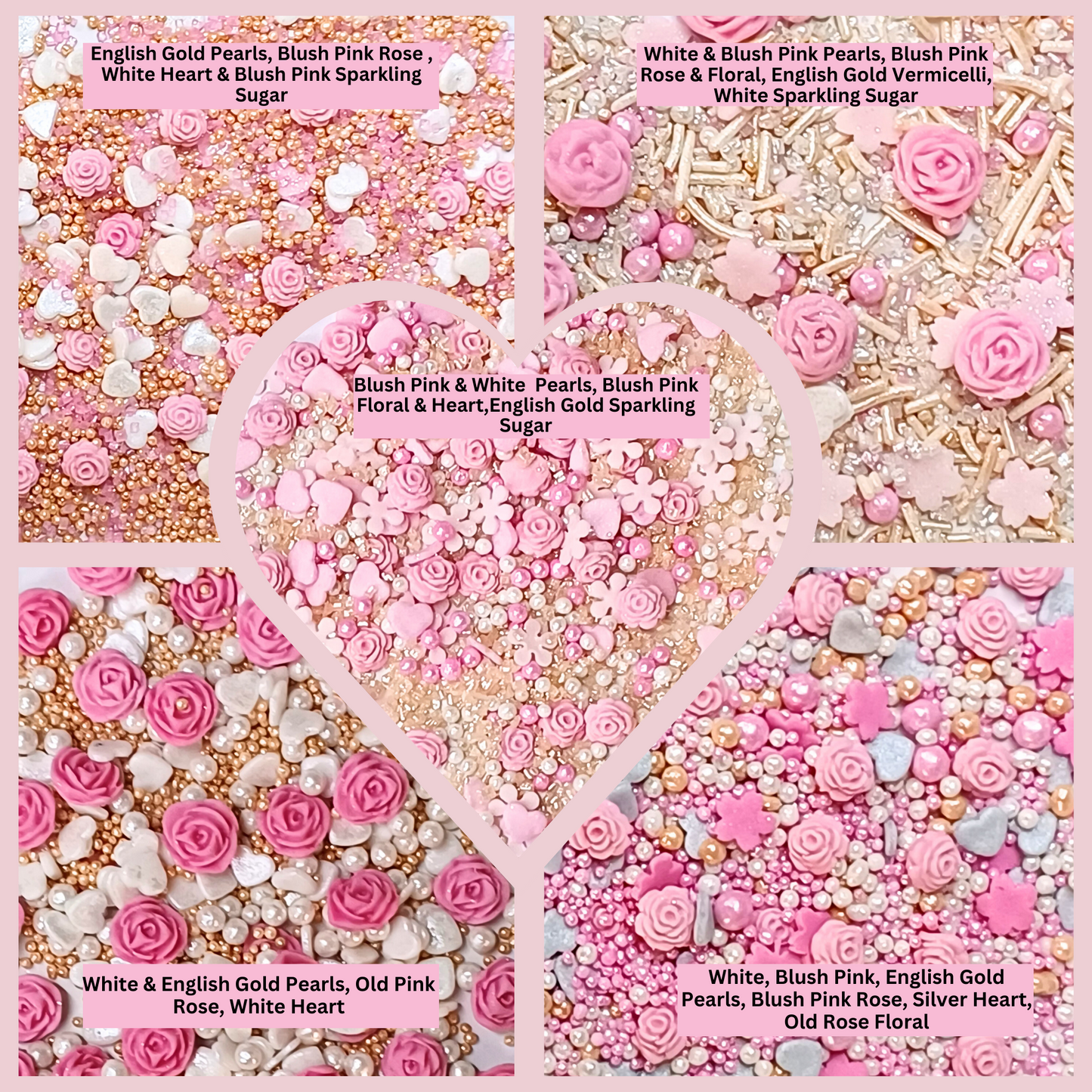 Confect Mother's Day Sprinkles | Silver Hearts & White Pearls (MDAY-04) - 100Gms