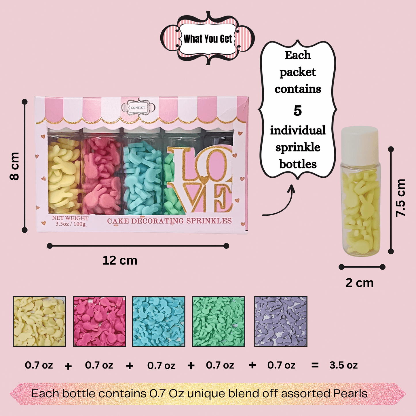 Confect Easter Sprinkles Edible | Edible Sprinkles Mix for Baking & Cake Decorative Pack of 5 (EAST 8) - 100Gms