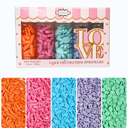 Confect Bunny Sprinkles |  Orange, Silver and Sky Blue, Red Sprinkles Pack of 5 (EAST 9) - 100Gms