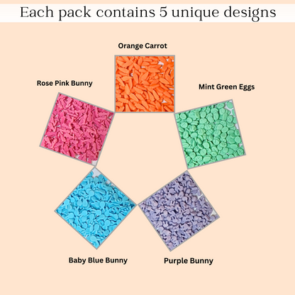 Confect Bunny Sprinkles |  Orange, Silver and Sky Blue, Red Sprinkles Pack of 5 (EAST 9) - 100Gms