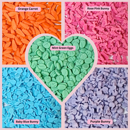 Confect Bunny Sprinkles |  Orange, Silver and Sky Blue, Red Sprinkles Pack of 5 (EAST 9) - 100Gms