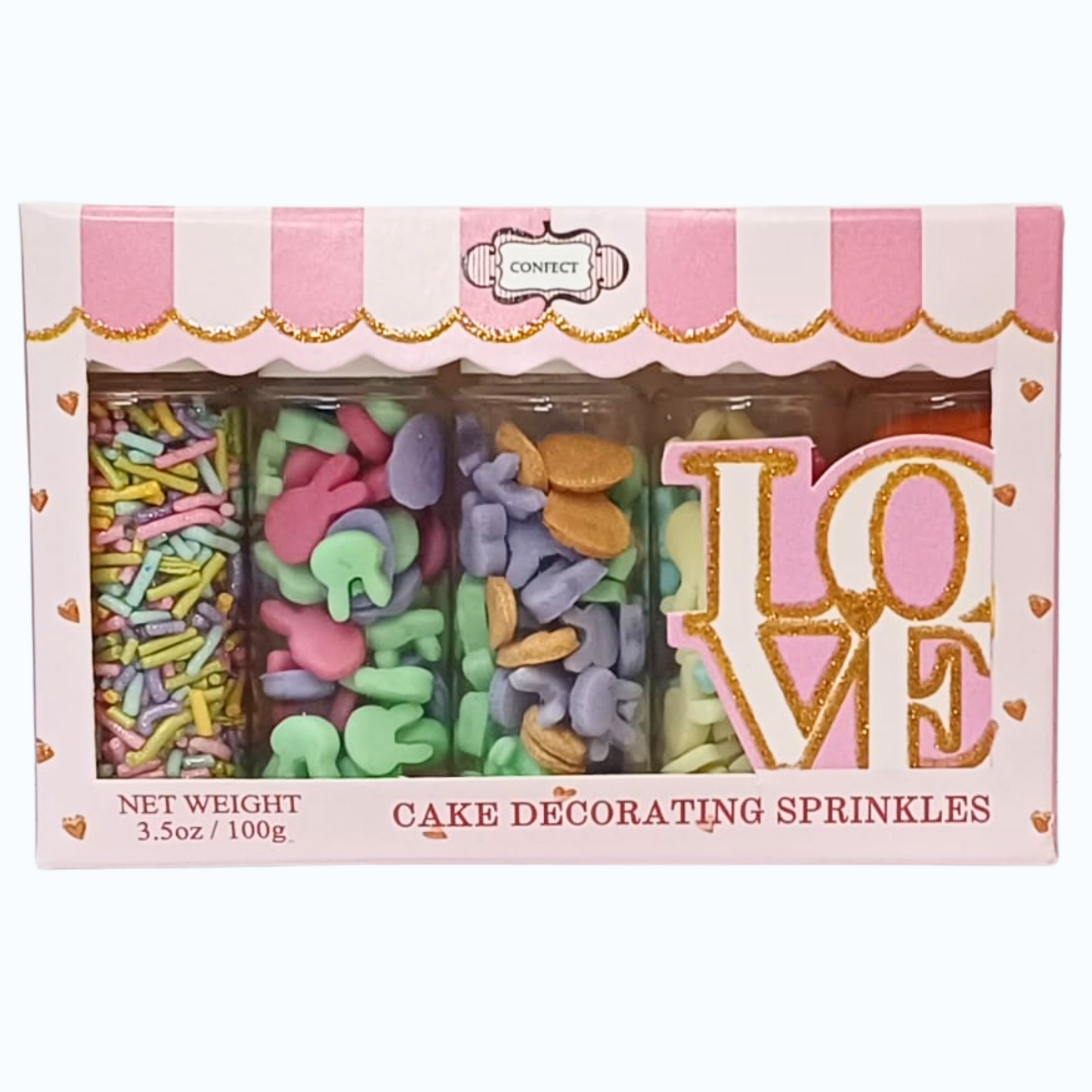 Confect Easter Sprinkles Edible | Mix Pink, Yellow, Red, Silver and Green Vermicelli and Easter Bunny Pack of 5 (EAST 10) - 100Gms