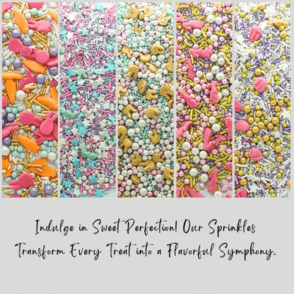 Confect Spring Sprinkles |  5 White, Pink and Sky Blue Pearls & Stars Pack of 5 (EAST 6) - 100Gms